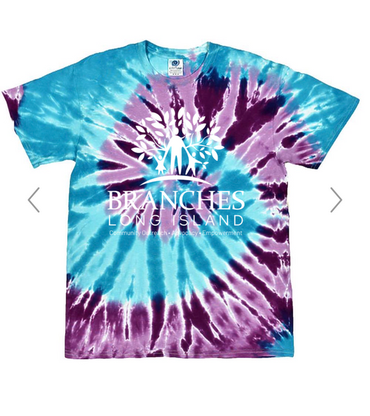 Purple and teal tie dye tee